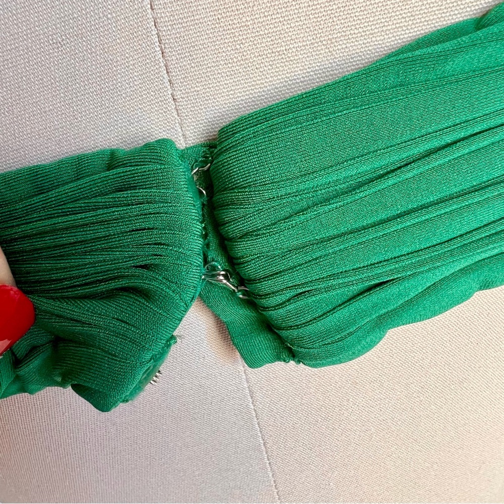 BCBGMaxazria Medium Emerald Green Open Back Mini Dress Strapless Straps - Picture 16 of 16